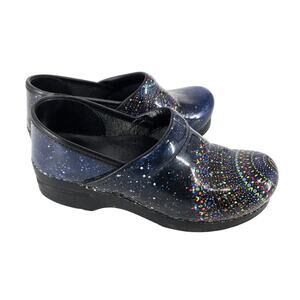 Dansko Blue Starburst Leather Clog Colorful Womens 7.5-8 Professional Comfort